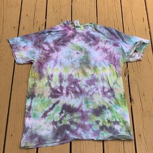 Adult Medium Green and Purple Crumple Ice Tie Dye